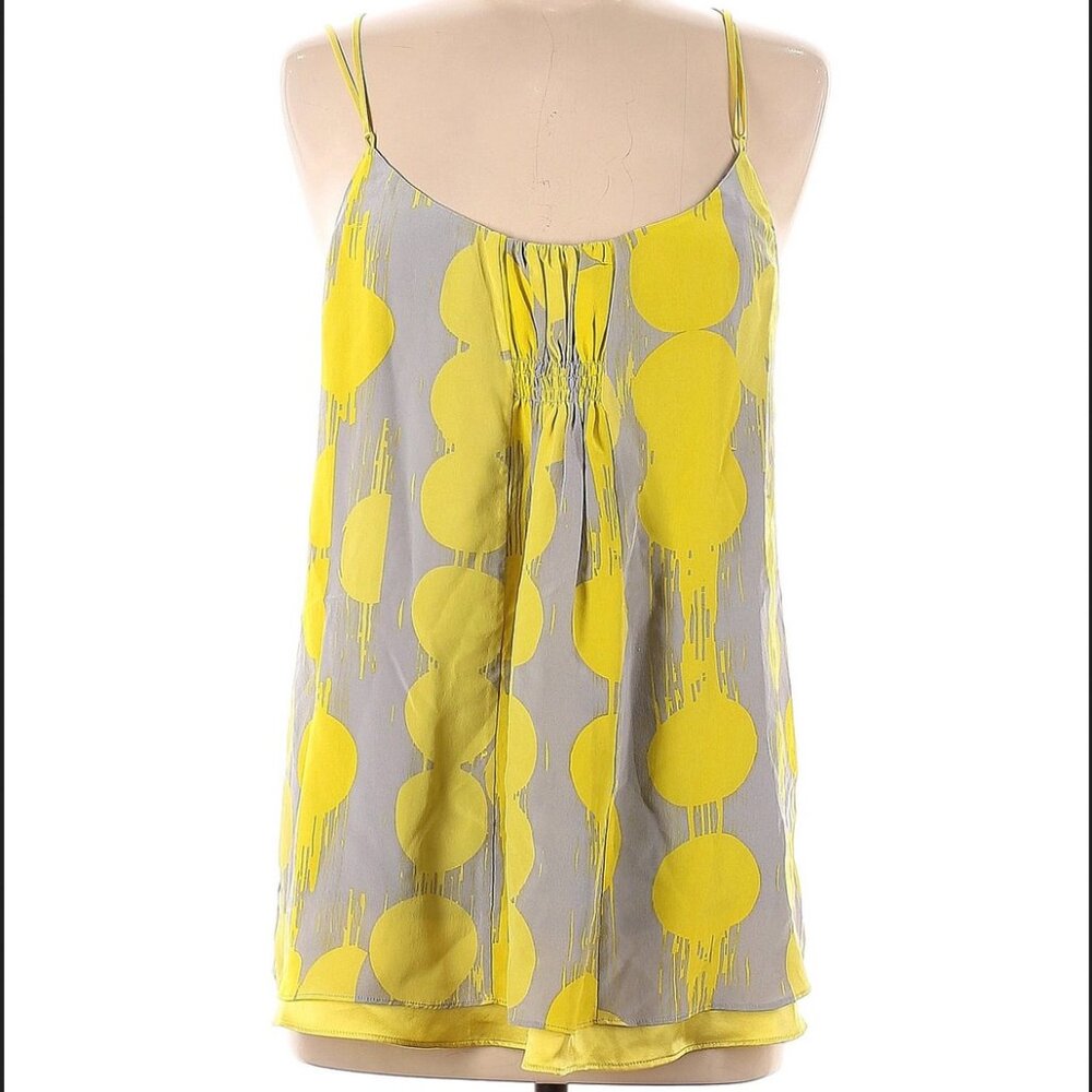 100% Silk Strappy Camisole by Mint Yellow & Grey Size 8
